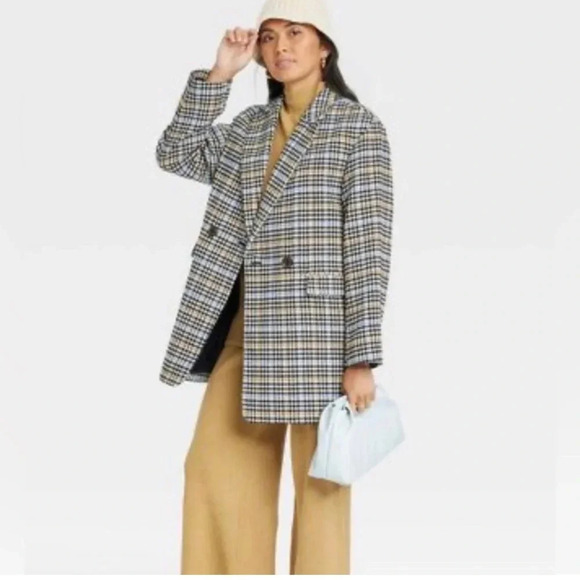 a new day Plaid Blazer - Black, White, Tan - Picture 2 of 6